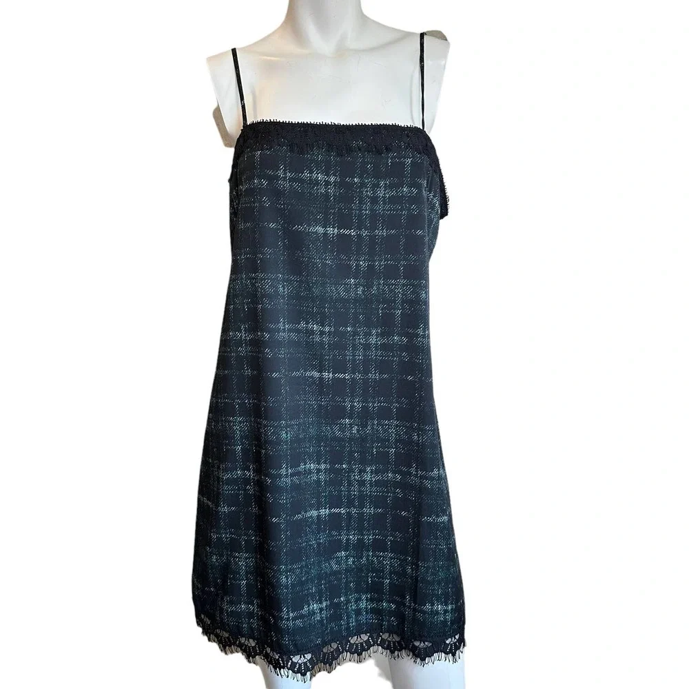 Amanda Uprichard Black & Green Tank Mini Dress sz M NWT $191 orig price - Picture 1 of 11